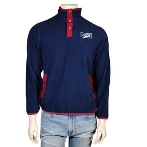 Hurley Fleece Pullover Sweatshirt Size Small Blue and Red Henley Snap Button Up